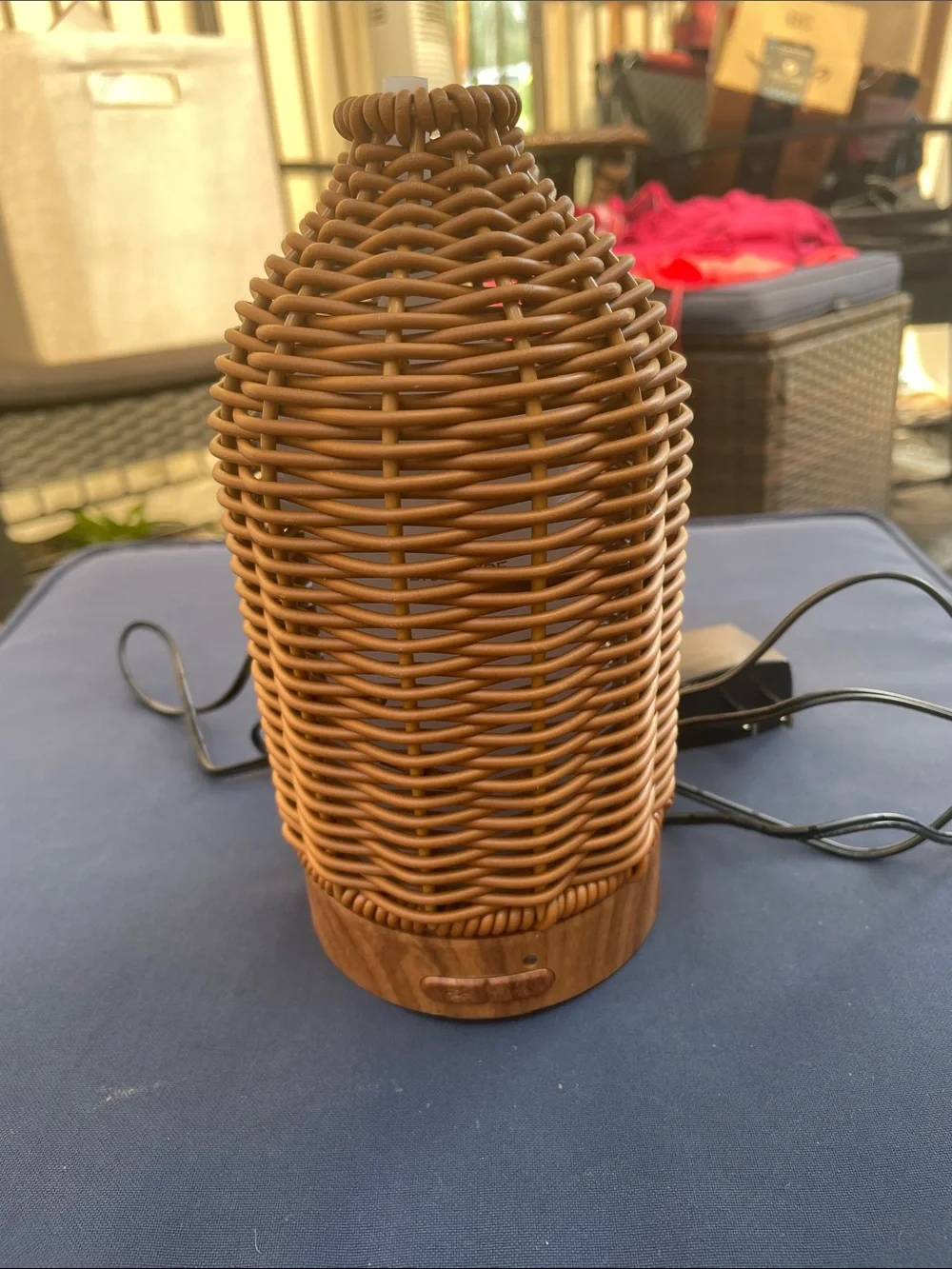 Wicker-Style Ultrasonic Aroma Diffuser in Warm Brown